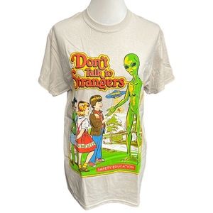 Steven Rhodes Don’t Talk To Strangers Safety Education Graphic Tee Off White